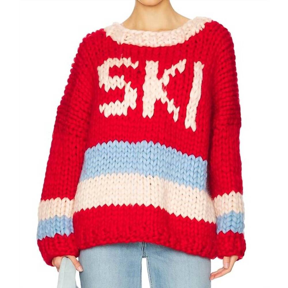 NEW HOPE MACAULAY ski chunky knit sweater in red/cream/blue